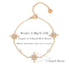 Wholesale Women's Stainless Steel Real Gold Plated Bracelet With Heart Circle And Eight Pointed Star Design