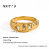Wholesale Women's Stainless Steel Real Gold Plated Diamond Zircon Ring With Irregular Texture