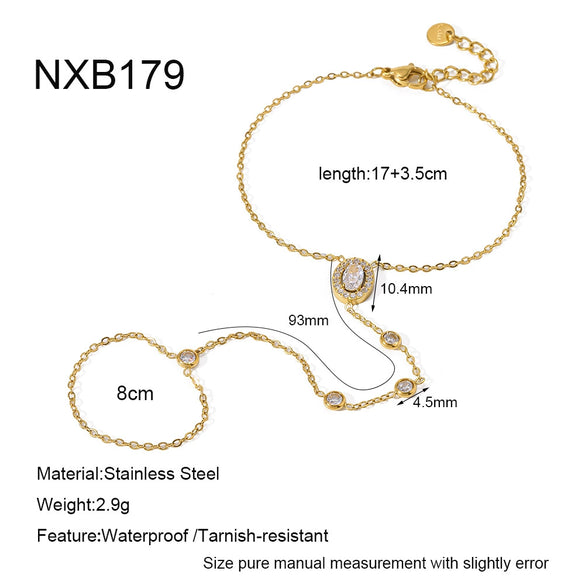 Wholesale Women's Stainless Steel Real Gold Plated Geometric Flower Wrist Chain Bracelet Niche Jewelry