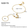 Wholesale Women's Stainless Steel Real Gold Plated Geometric Flower Wrist Chain Bracelet Niche Jewelry