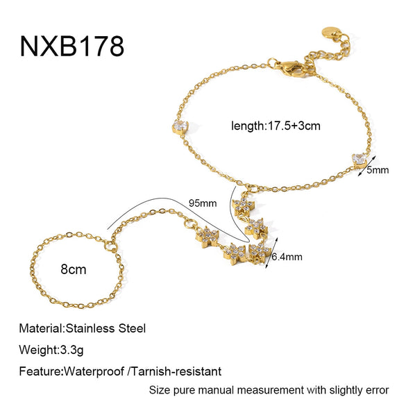 Wholesale Women's Stainless Steel Real Gold Plated Geometric Flower Wrist Chain Bracelet Niche Jewelry