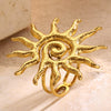 Wholesale Women's Stainless Steel Real Gold Plated Sun Symbol Ring Jewelry Classic Retro Minimalist Style