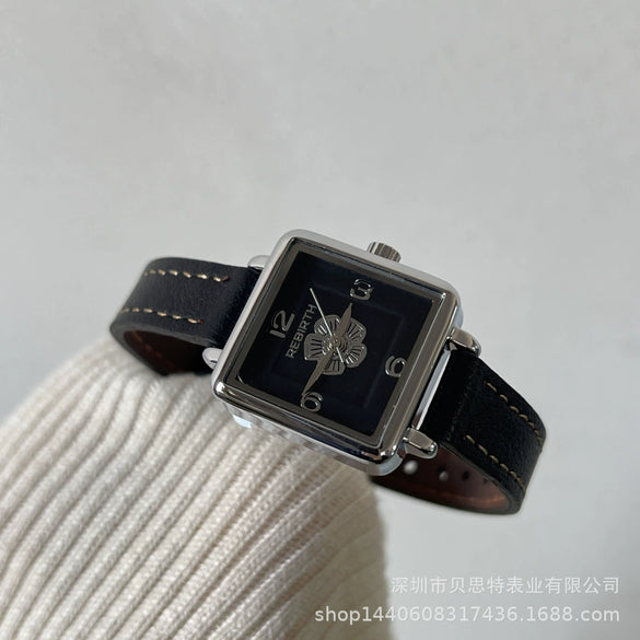 Wholesale Women's Stainless Steel Rectangular Dial Fashionable Nordic Niche Quartz Belt Watch