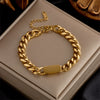 Wholesale Women's Stainless Steel Rectangular Heavy Industry Metal Cold Style Glossy Electroplated Bracelet
