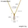 Wholesale Women's Stainless Steel Rectangular Zircon Beads Multilayer Clavicle Necklace With Geometric Pattern And Pvd Plating Design