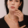 Wholesale Women's Stainless Steel Rectangular Zircon Beads Multilayer Clavicle Necklace With Geometric Pattern And Pvd Plating Design