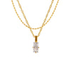 Wholesale Women's Stainless Steel Rectangular Zircon Beads Multilayer Clavicle Necklace With Geometric Pattern And Pvd Plating Design
