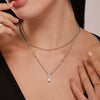 Wholesale Women's Stainless Steel Rectangular Zircon Beads Multilayer Clavicle Necklace With Geometric Pattern And Pvd Plating Design