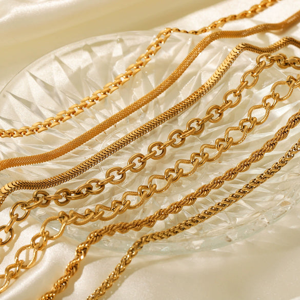 Wholesale Women's Stainless Steel Regular Chain Necklace With Geometric Pattern And Electroplating Treatment