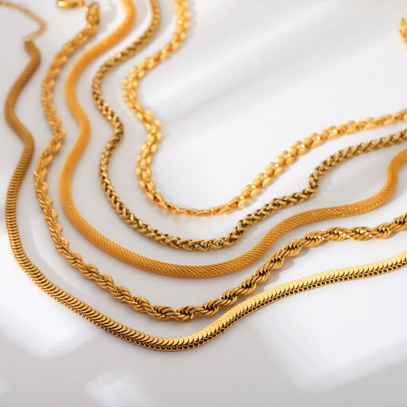 Wholesale Women's Stainless Steel Regular Chain Necklace With Geometric Pattern And Electroplating Treatment