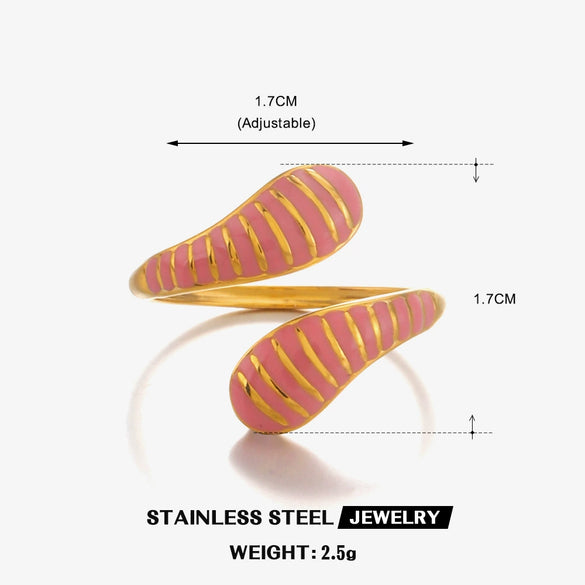 Wholesale Women's Stainless Steel Resin Geometric Drop Shape Ring With Electroplating