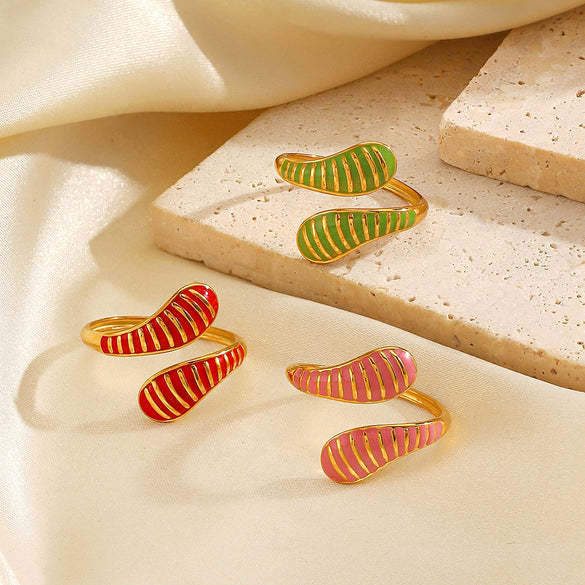 Wholesale Women's Stainless Steel Resin Geometric Drop Shape Ring With Electroplating