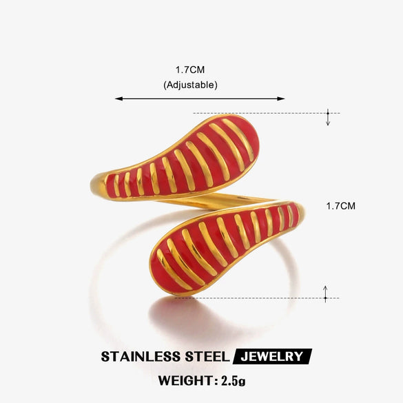 Wholesale Women's Stainless Steel Resin Geometric Drop Shape Ring With Electroplating