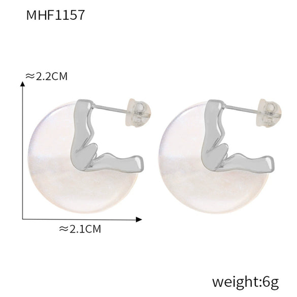 Wholesale Women's 316L Stainless Steel Resin Geometric Electroplated Colorful Earrings