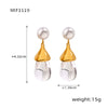 Wholesale Women's 316L Stainless Steel Resin Geometric Electroplated Colorful Earrings