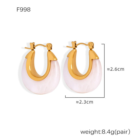 Wholesale Women's 316L Stainless Steel Resin Geometric Electroplated Colorful Earrings