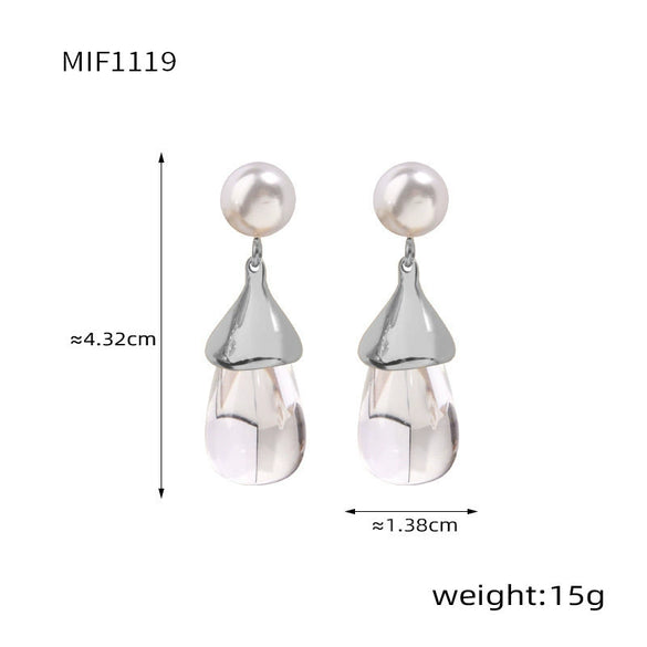 Wholesale Women's 316L Stainless Steel Resin Geometric Electroplated Colorful Earrings