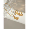 Wholesale Women's Stainless Steel Retro Geometric Animals Seahorse Starfish Onepiece Diamond Earrings With Electroplating