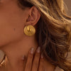 Wholesale Women's Stainless Steel Retro Style Irregular Arc Geometric Earrings With Electroplating