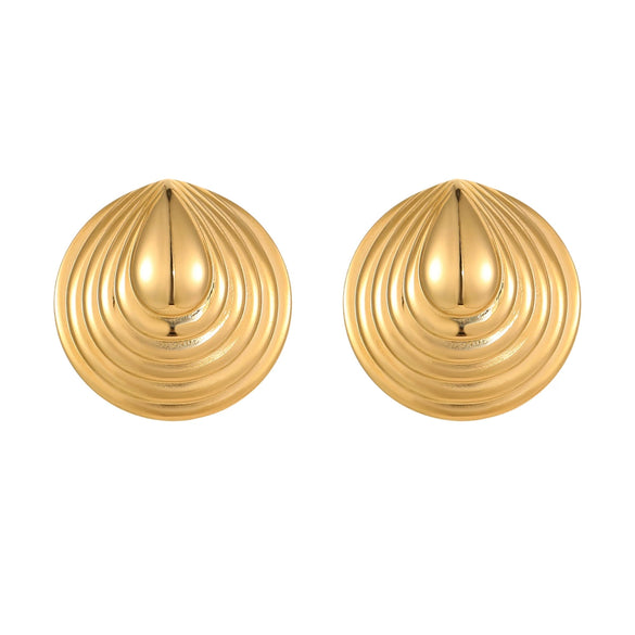 Wholesale Women's Stainless Steel Retro Style Irregular Arc Geometric Earrings With Electroplating