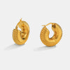 Wholesale Women's Stainless Steel Ring Earrings In C Shaped With Snail Shell Design And Electroplating Process