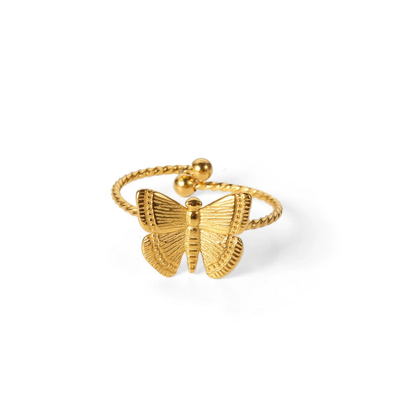 Wholesale Women's Stainless Steel Ring French Retro Style With Bow Pattern And Electroplating