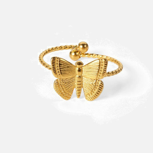 Wholesale Women's Stainless Steel Ring French Retro Style With Bow Pattern And Electroplating