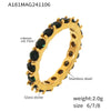 Wholesale Women's Stainless Steel Ring Inlaid With Green Glass Stone Pvd Plated 18K Gold Geometric Light Luxury Handmade Jewelry