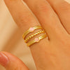 Wholesale Women's Stainless Steel Ring Retro Inlaid Colored Stone Geometric Star Pattern Electroplated