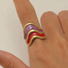 Wholesale Women's Stainless Steel Ring Retro Inlaid Colored Stone Geometric Star Pattern Electroplated