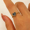 Wholesale Women's Stainless Steel Ring Retro Inlaid Colored Stone Geometric Star Pattern Electroplated