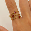 Wholesale Women's Stainless Steel Ring Retro Inlaid Colored Stone Geometric Star Pattern Electroplated
