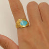 Wholesale Women's Stainless Steel Ring Retro Inlaid Colored Stone Geometric Star Pattern Electroplated