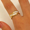 Wholesale Women's Stainless Steel Ring Retro Inlaid Colored Stone Geometric Star Pattern Electroplated