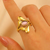Wholesale Women's Stainless Steel Ring Retro Inlaid Colored Stone Geometric Star Pattern Electroplated