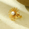 Wholesale Women's Stainless Steel Ring Simple Style Sweet Lace Hollow Electroplated Highend Design