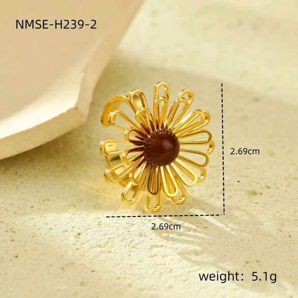 Wholesale Women's Stainless Steel Ring Simple Style Sweet Lace Hollow Electroplated Highend Design