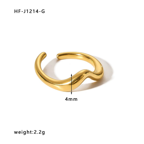 Wholesale Women's Stainless Steel Ring With Crown Heart Bow Leaves Wave Rhombus Drop Shape Star Geometric Patterns 18K Vacuum Gold Plated