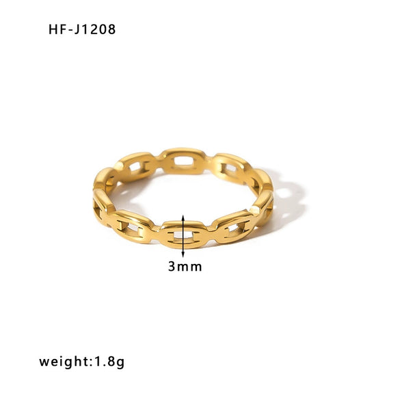 Wholesale Women's Stainless Steel Ring With Crown Heart Bow Leaves Wave Rhombus Drop Shape Star Geometric Patterns 18K Vacuum Gold Plated