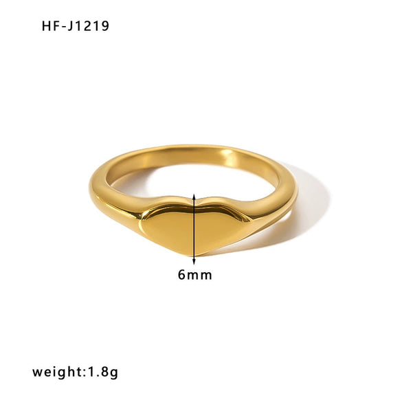 Wholesale Women's Stainless Steel Ring With Crown Heart Bow Leaves Wave Rhombus Drop Shape Star Geometric Patterns 18K Vacuum Gold Plated