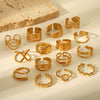 Wholesale Women's Stainless Steel Ring With Geometric Design And Pvd Furnace Real Gold Electroplating Exaggerated Fashion Lines