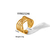 Wholesale Women's Stainless Steel Ring With Geometric Design And Pvd Furnace Real Gold Electroplating Exaggerated Fashion Lines