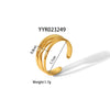 Wholesale Women's Stainless Steel Ring With Geometric Design And Pvd Furnace Real Gold Electroplating Exaggerated Fashion Lines