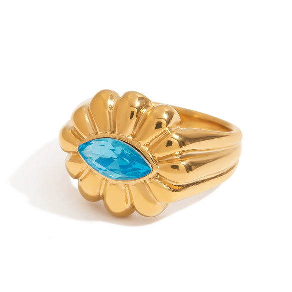 Wholesale Women's Stainless Steel Ring With Geometric Design And Zirconium Flower Accessories Electroplated
