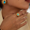 Wholesale Women's Stainless Steel Ring With Geometric Design And Zirconium Flower Accessories Electroplated