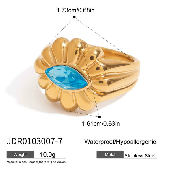 Wholesale Women's Stainless Steel Ring With Geometric Design And Zirconium Flower Accessories Electroplated