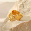 Wholesale Women's Stainless Steel Ring With Geometric Pattern And Electroplating Treatment