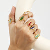 Wholesale Women's 316L Stainless Steel Ring With Geometric Pattern And 18K Real Gold Electroplating Czech Glass And Threaded Steel Ball Design