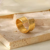 Wholesale Women's Stainless Steel Ring With Geometric Pattern 18K Goldplated Simple Style