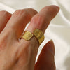 Wholesale Women's Stainless Steel Ring With Geometric Pattern 18K Goldplated Simple Style